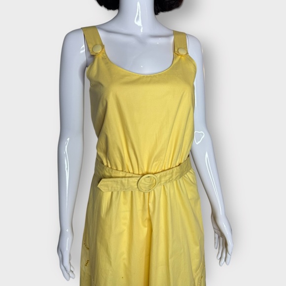 Vintage 1980s Retro 1950s Style Joseph Ribkoff Yellow Day Dress - Picture 2 of 7
